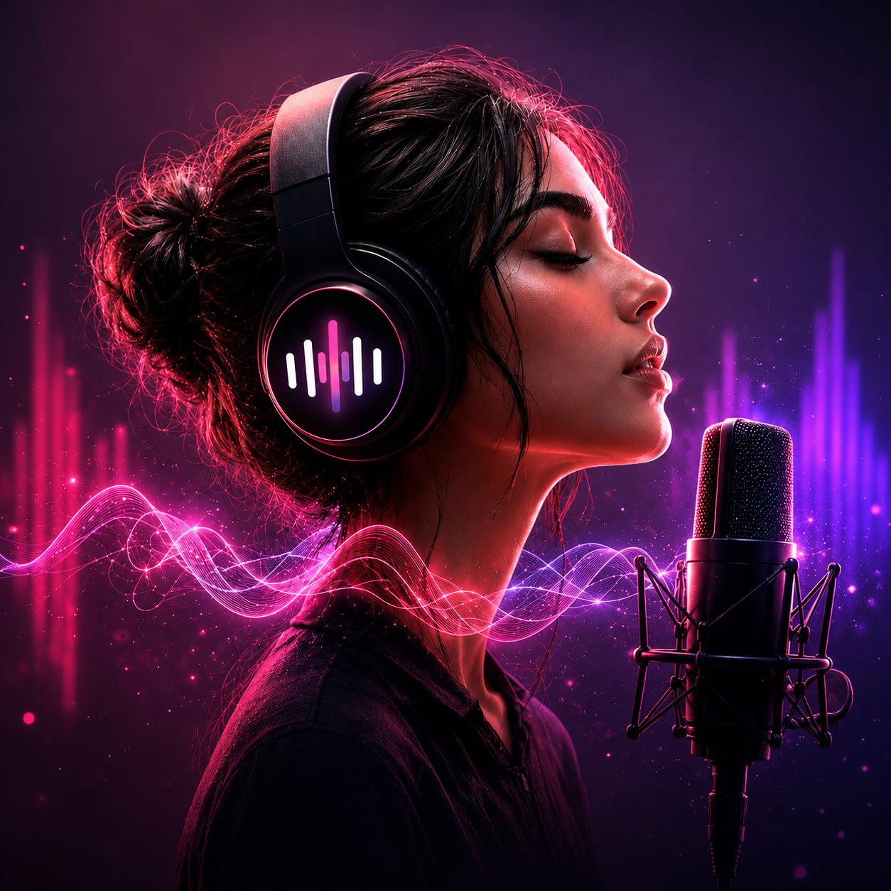 A creator working on music at home